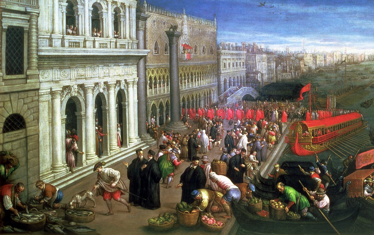 Riva degli Schiavoni, Venetië (detail) door Leandro da Ponte Bassano