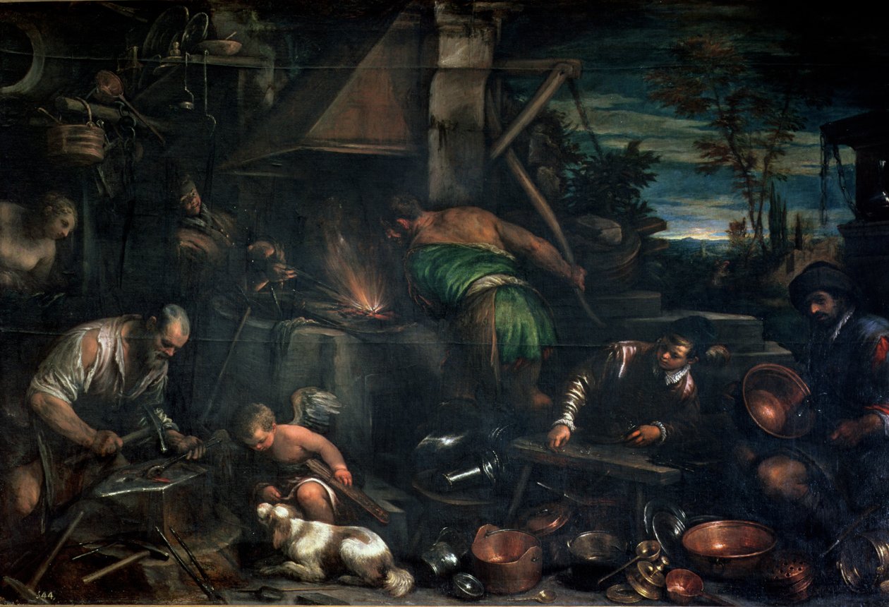 De smidse van Vulcanus door Leandro da Ponte Bassano