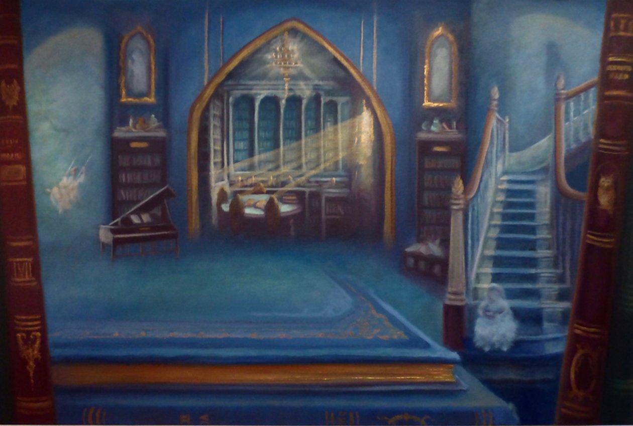 Betoverde Bibliotheek, 2024 (olieverf op doek) door Lee Campbell