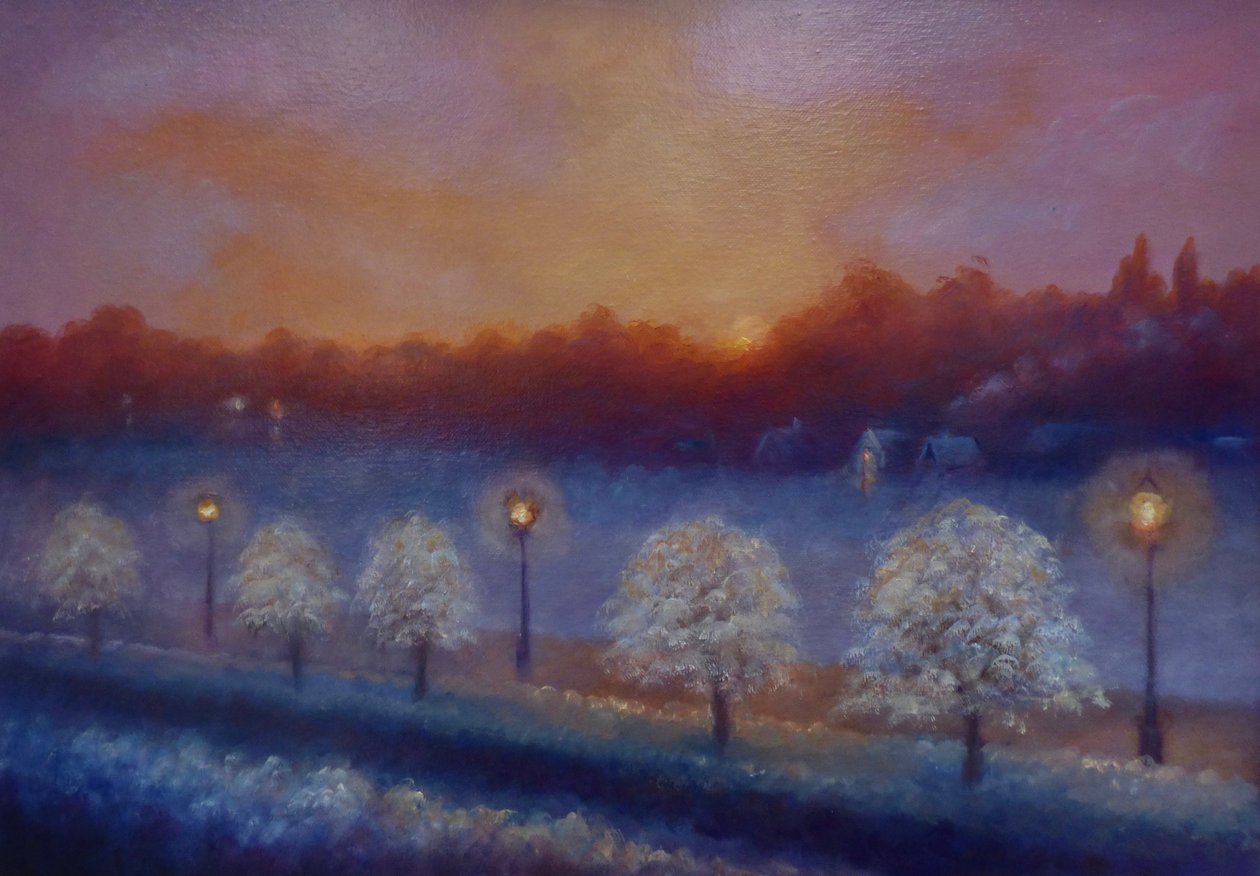 Frosty Riverside, Eel Pie Island, Thames River, 2023 door Lee Campbell