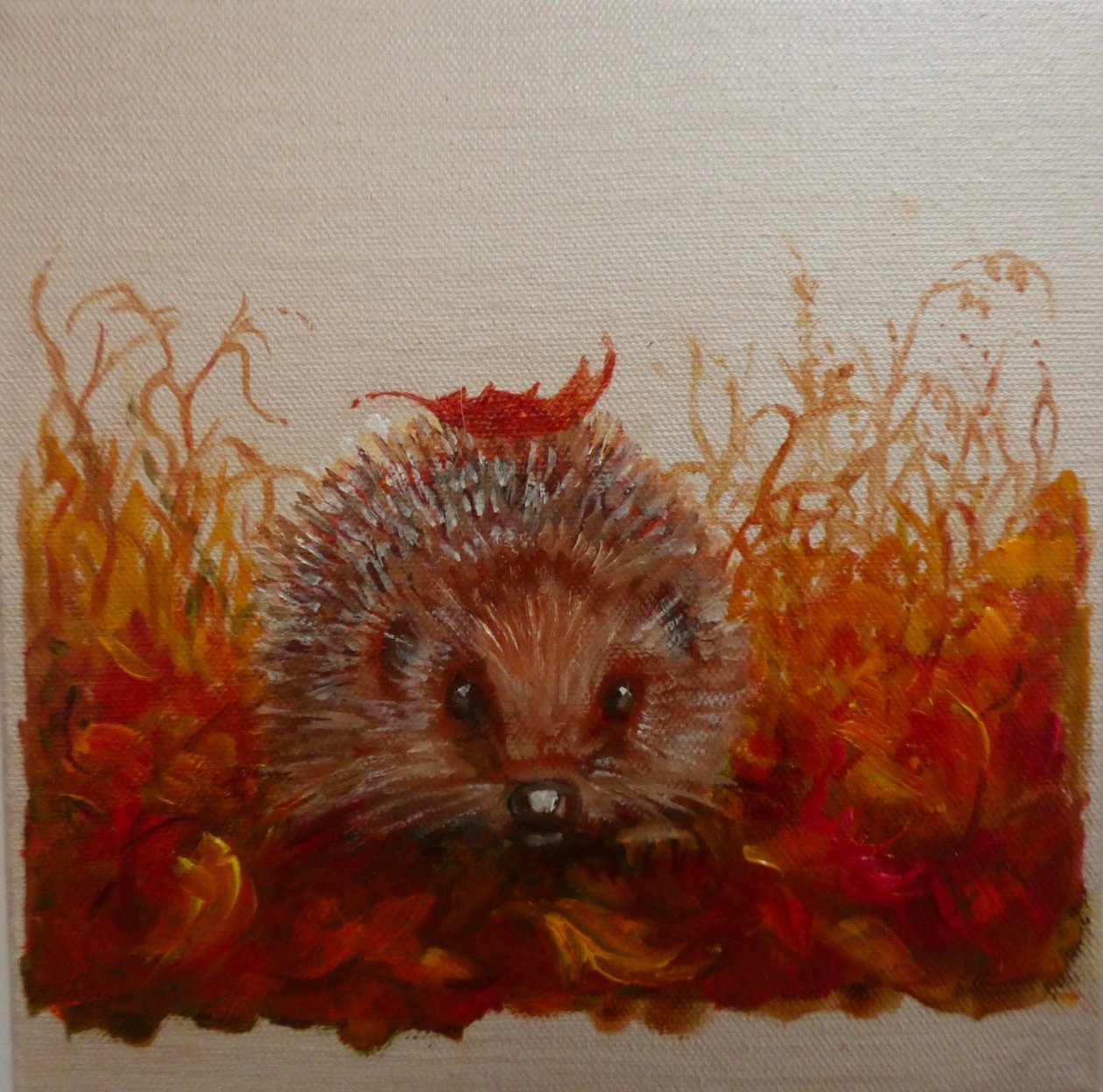 Egel met blad, 2024 (olieverf op doek) door Lee Campbell