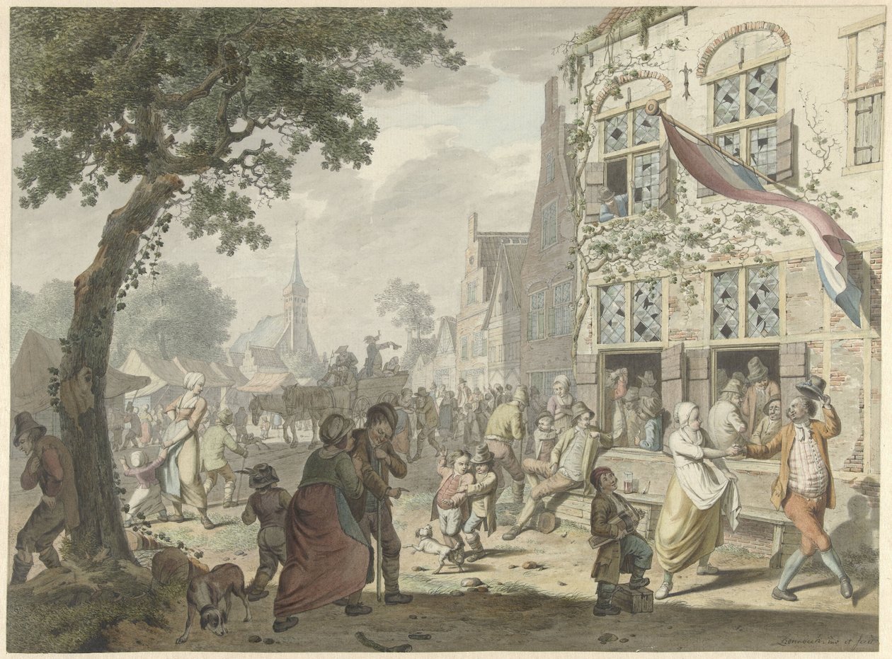 Dorpskermis door Leendert Overbeek