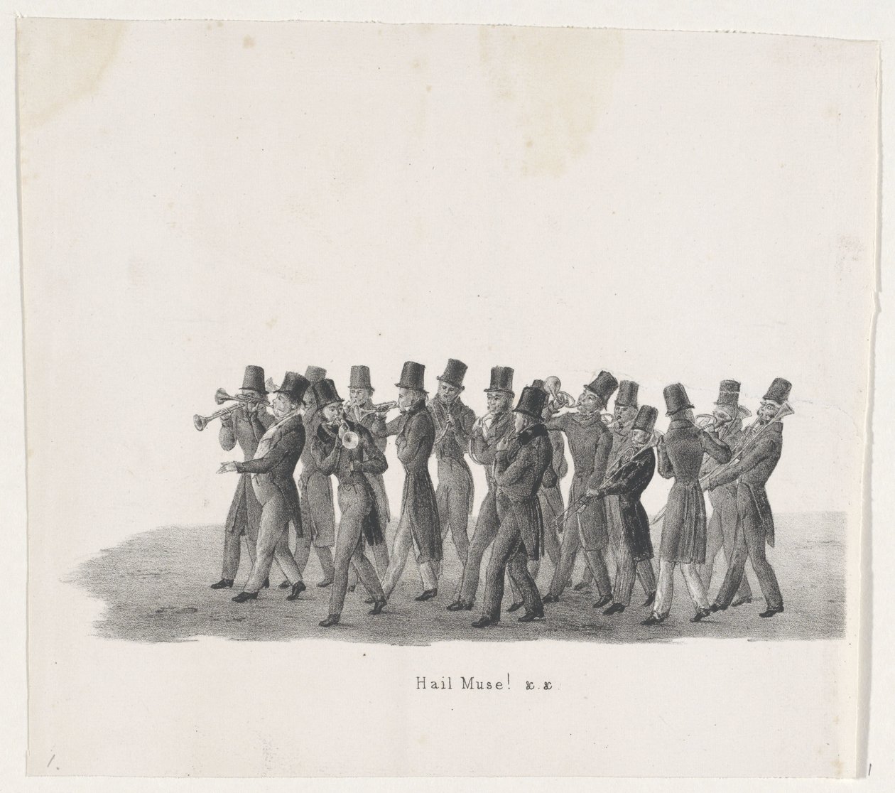 Muzikanten in de optocht van de Leidse studenten, 1835 door Leendert Springer (I)