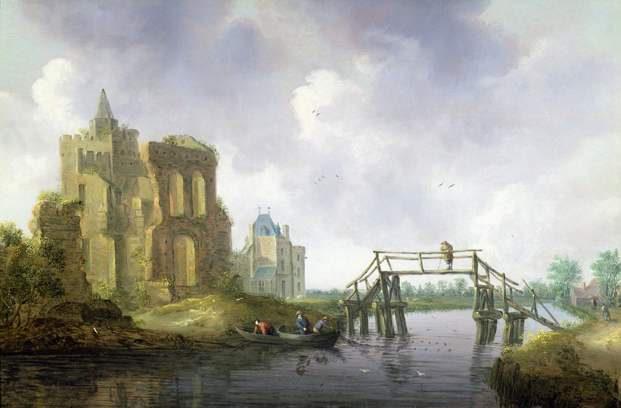 De brug bij Heemstede, buiten Haarlem door Leendert or Leonard Knijff