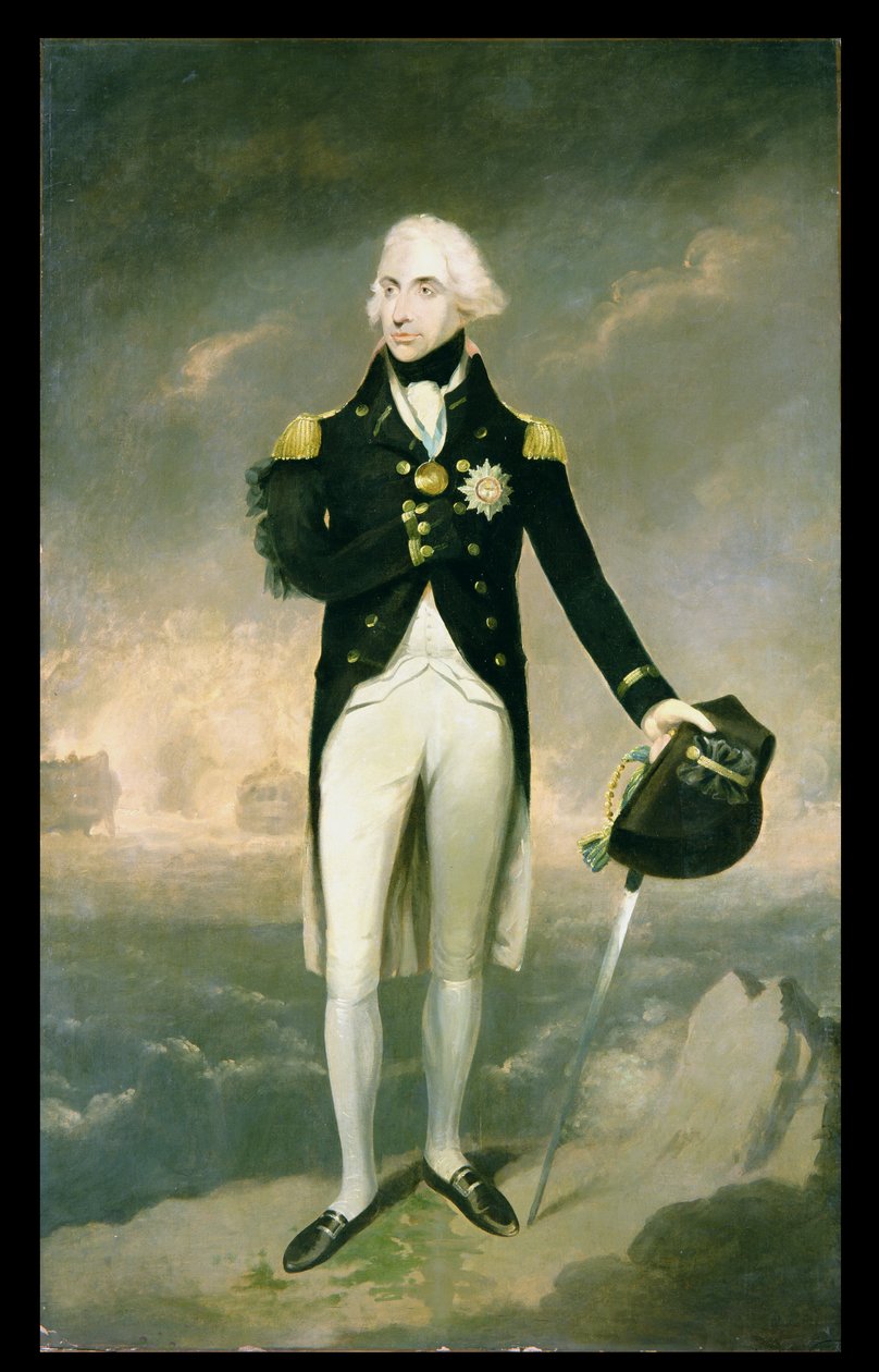 Portret van Lord Nelson met Santa Cruz op de achtergrond door Lemuel Francis Abbott