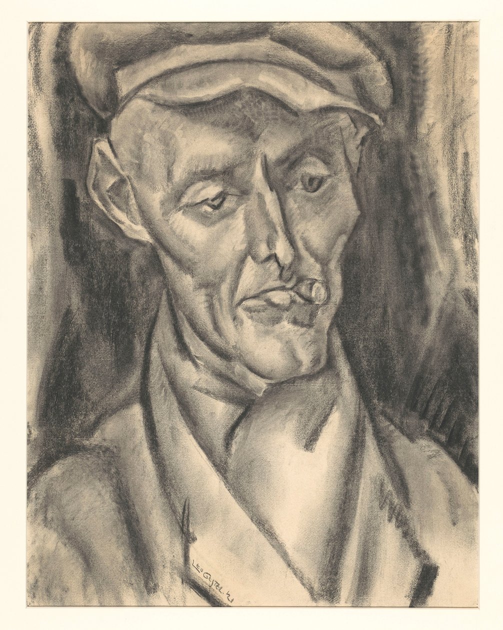 Man met pet en sigaar door Leo Gestel (signed by artist)