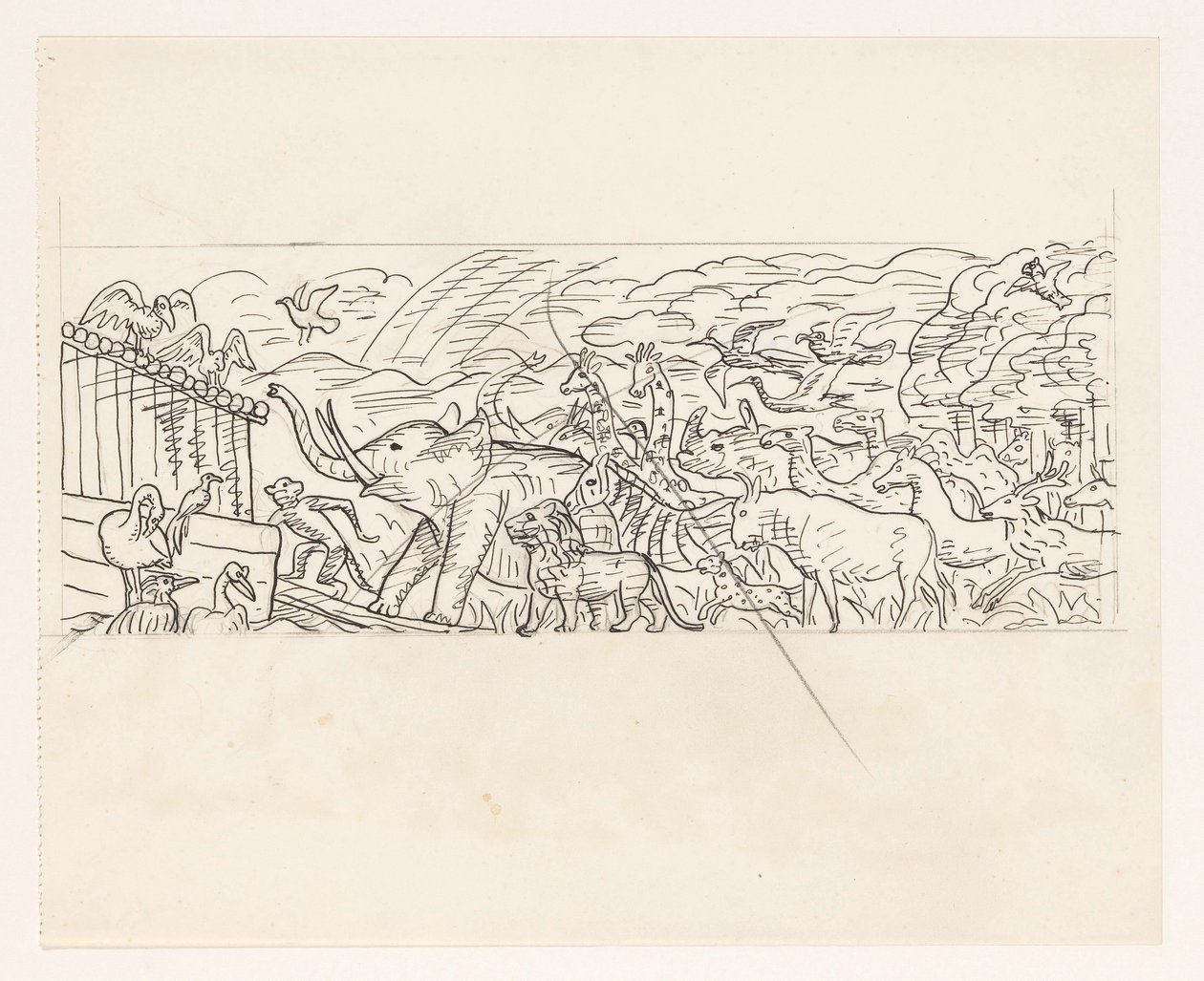 Dieren die inschepen in de ark van Noach door Leo Gestel