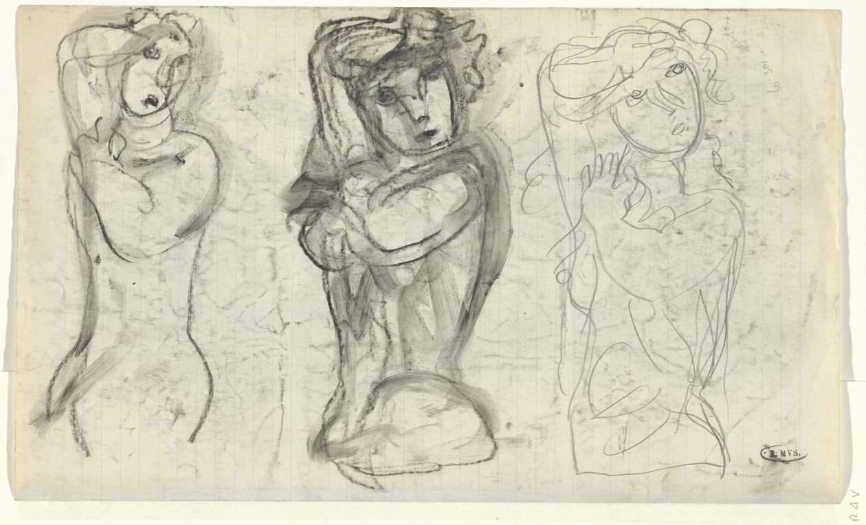 Drie naakte vrouwen door Leo Gestel