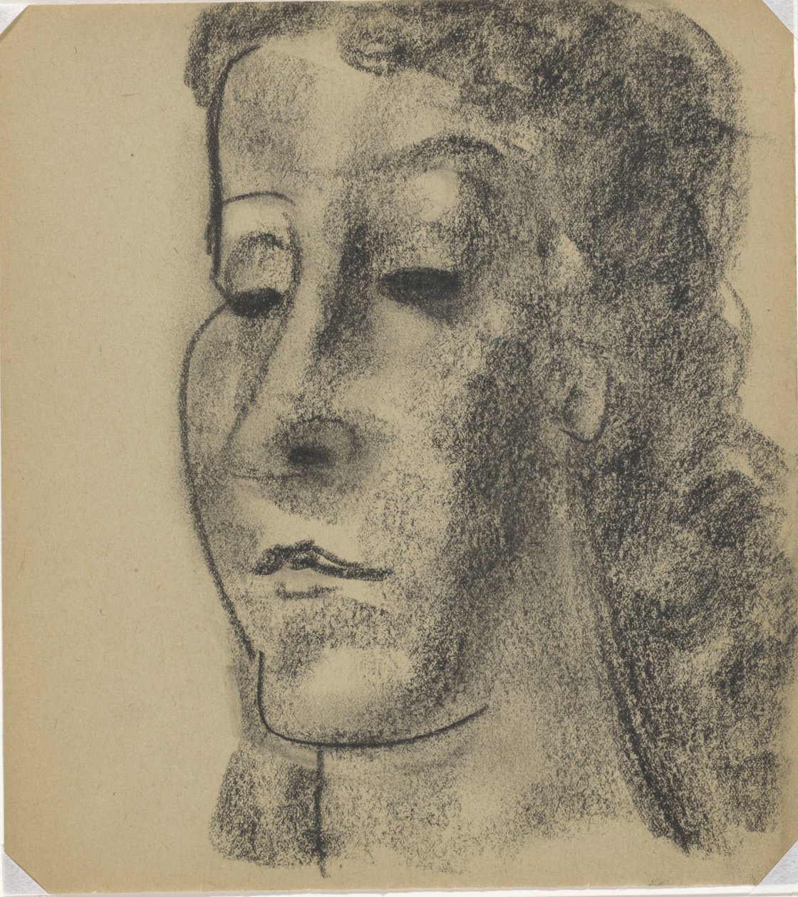 Portret van een vrouw driekwart naar links door Leo Gestel