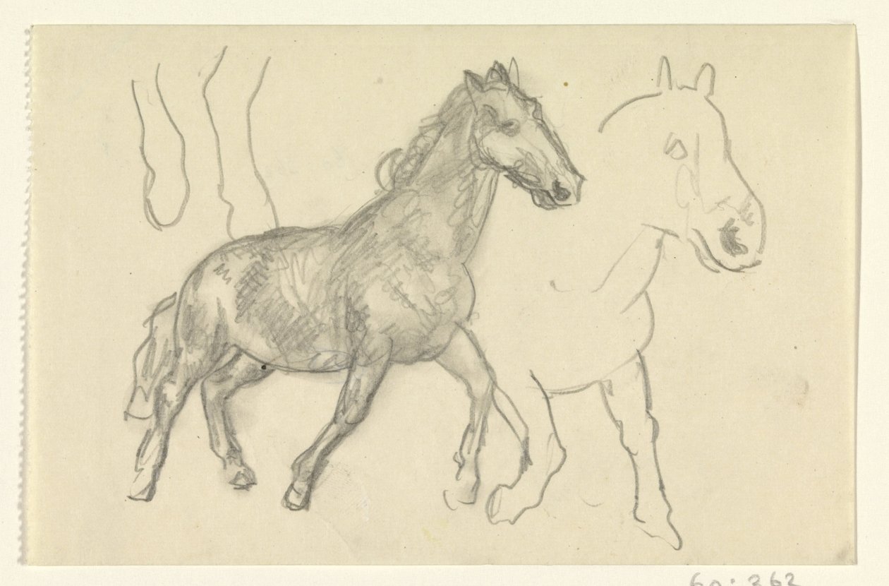Twee lopende paarden door Leo Gestel