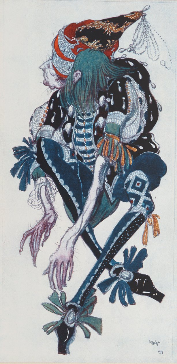 Kostuumontwerp voor de Pageboy van de boze fee Carabosse, uit Doornroosje, 1918 door Leon Bakst