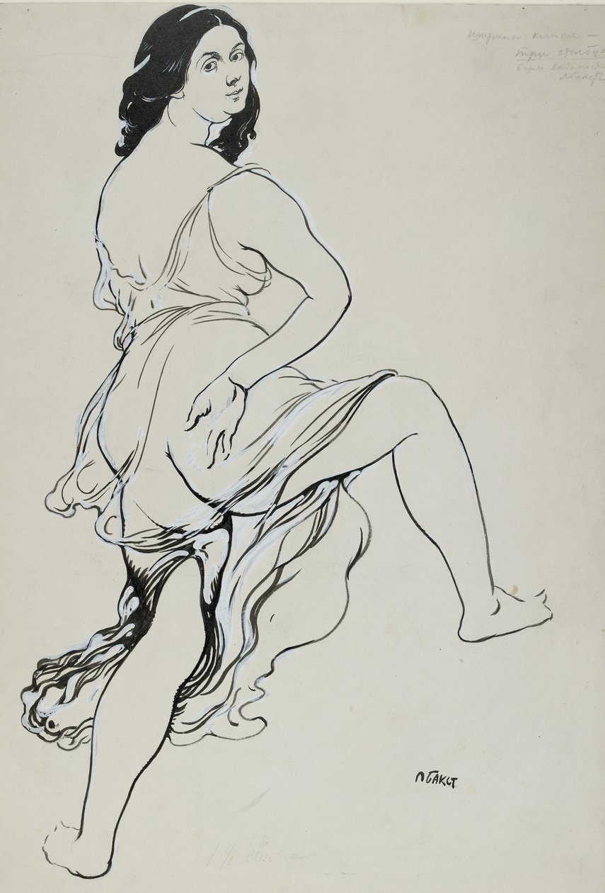 Portret van Isadora Duncan dansend door Leon Bakst