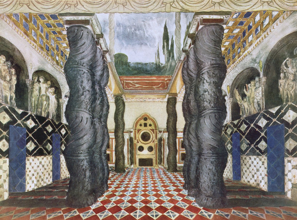 Decorontwerp voor het Keizerlijk Paleis, uit De Martelaar van St. Sebastian, ca. 1911-22 door Leon Bakst