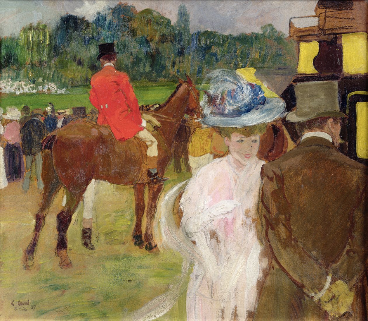 Bij de races in Auteuil, 1907 door Leon Georges Carre