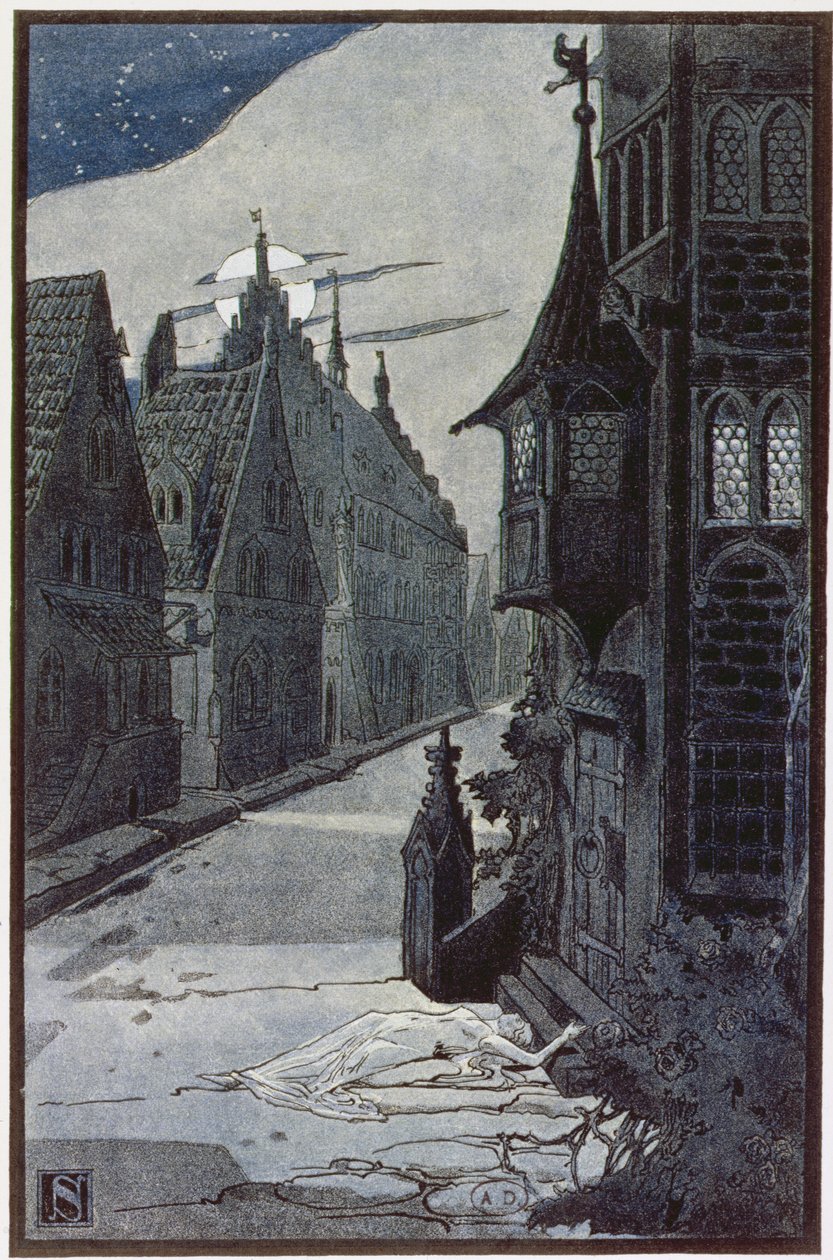 De pest van Guebwiller in 1348, uit De Legenden van de Elzas door Georges Spetz, 1905 door Leon Schnug