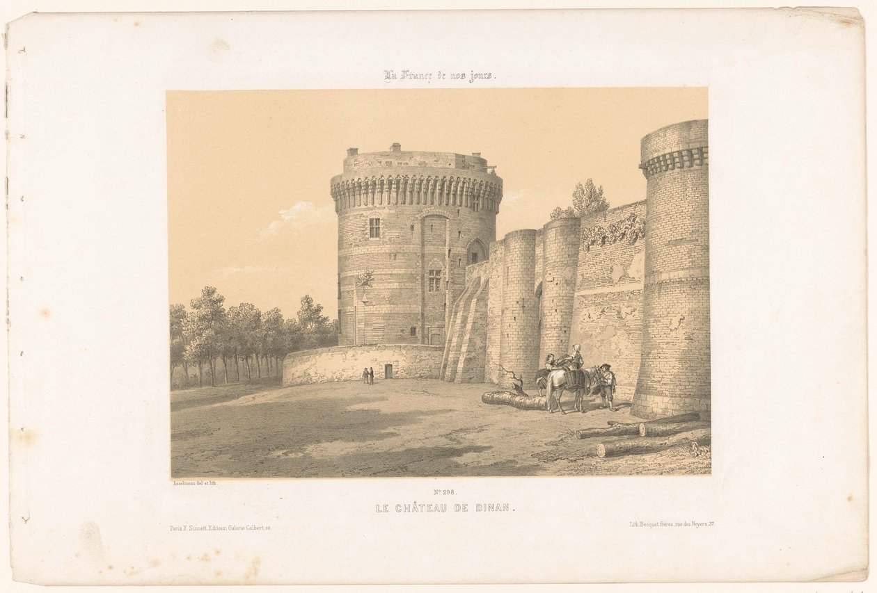 Zicht op een van de torens van het kasteel van Dinan door Leon Auguste Asselineau