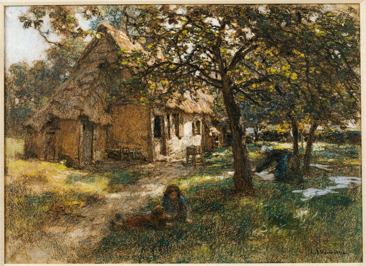 Cottage, Normandië, 1900 door Leon Augustin Lhermitte