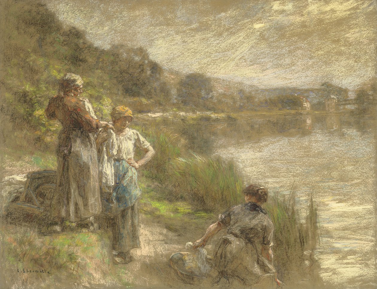Oogster die uit een Fles Drinkt, of Dorst door Leon Augustin Lhermitte