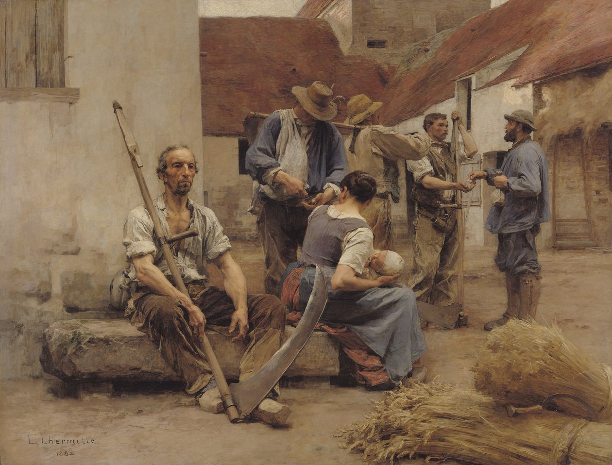 Betaling aan de oogsters door Leon Augustin Lhermitte