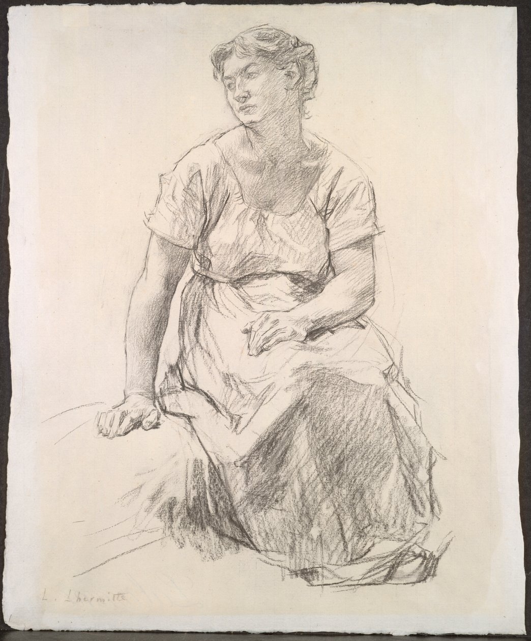 Zittende boerenvrouw door Leon-Augustin Lhermitte