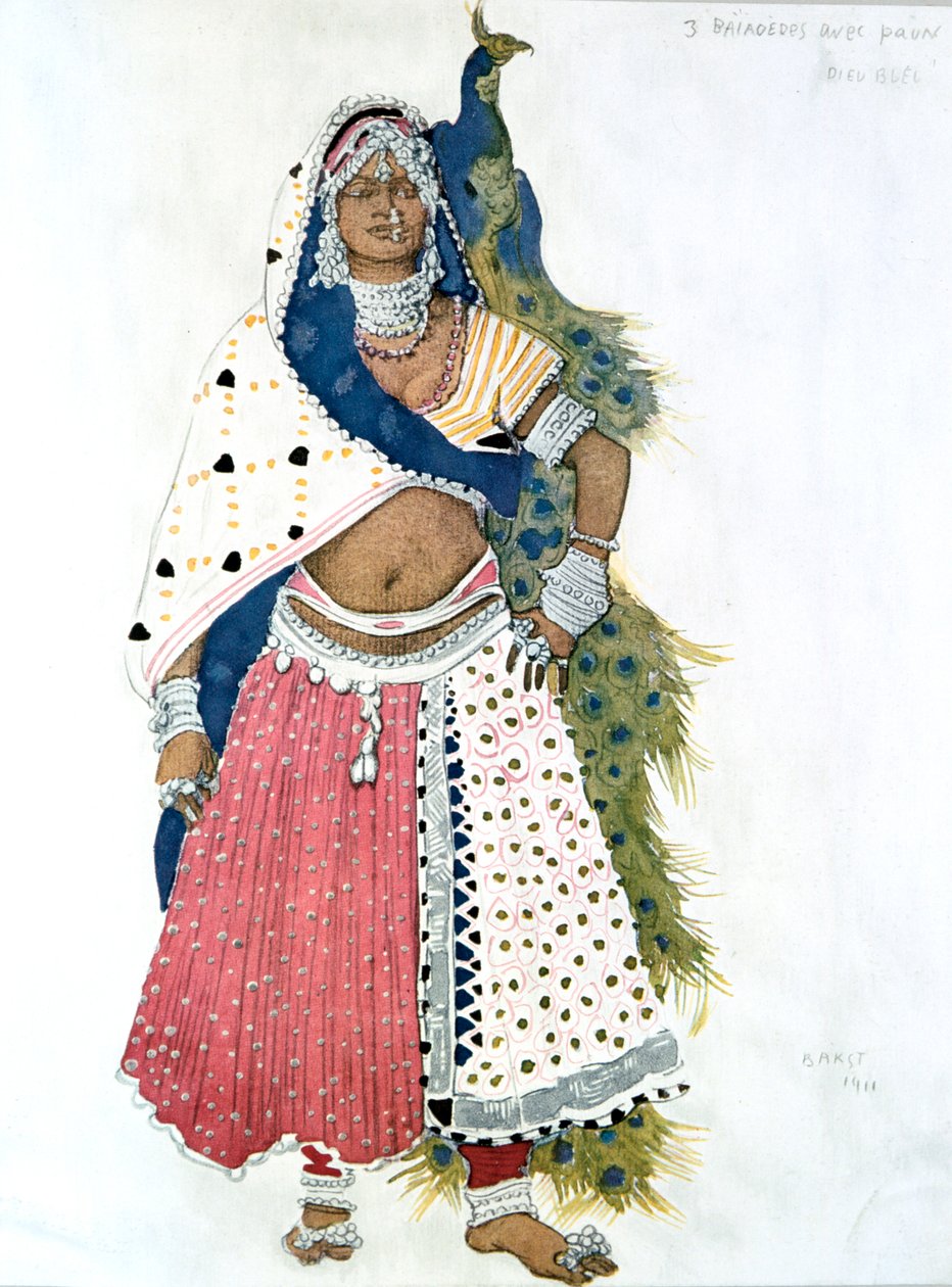 Bayadère met pauw, balletkostuumontwerp, 1911 door Leon Bakst