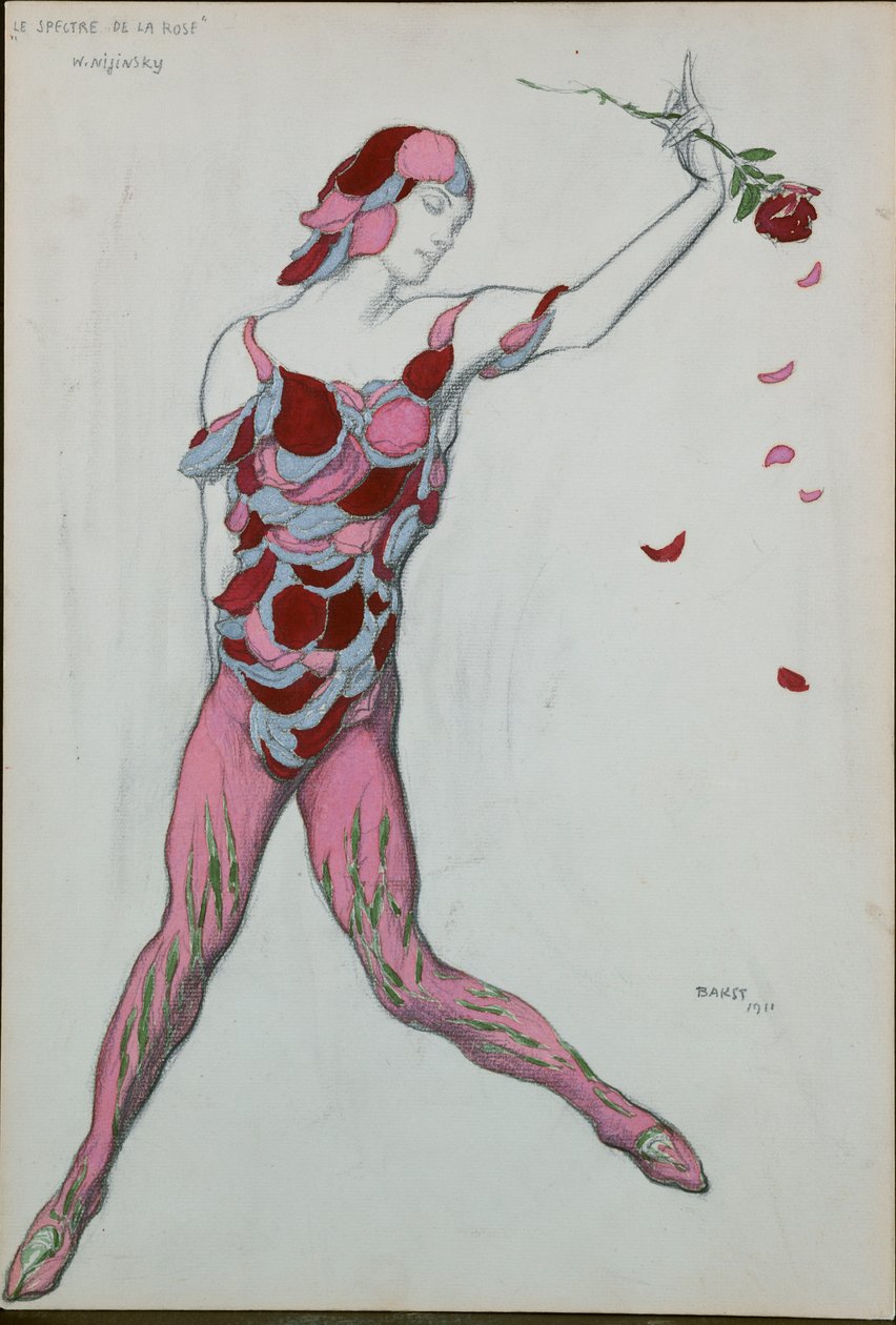 Kostuumontwerp voor Nijinsky uit "Le Spectre de la Rose", 1911 door Leon Bakst