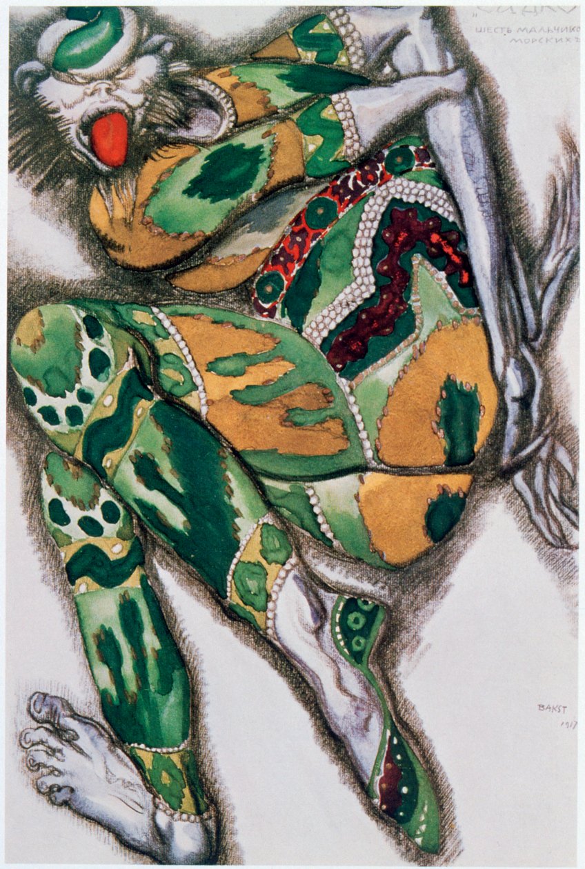 Kostuumontwerp voor Seefenfel, uit Sadko door Leon Bakst