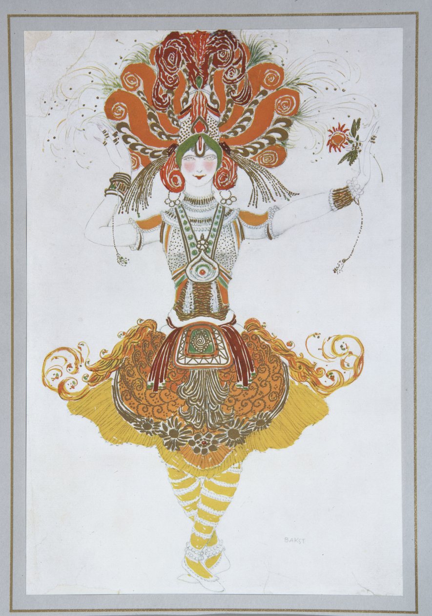 Kostuumontwerp voor Tamara Karsavina in het ballet De Vuurvogel L