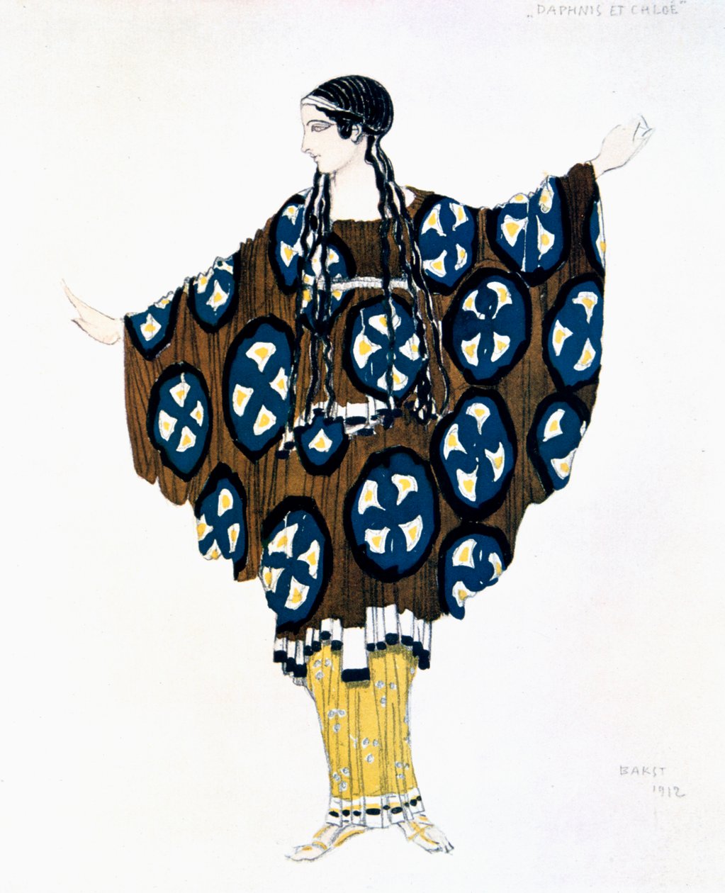 Kostuumontwerp voor een Ballets Russes productie van Ravels Daphnis et Chloe, 1912 door Leon Bakst