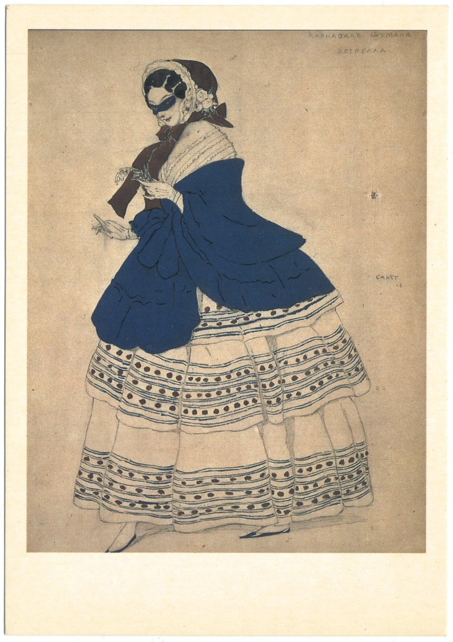 Kostuumontwerp voor het ballet Carnaval door R. Schumann door Leon Bakst