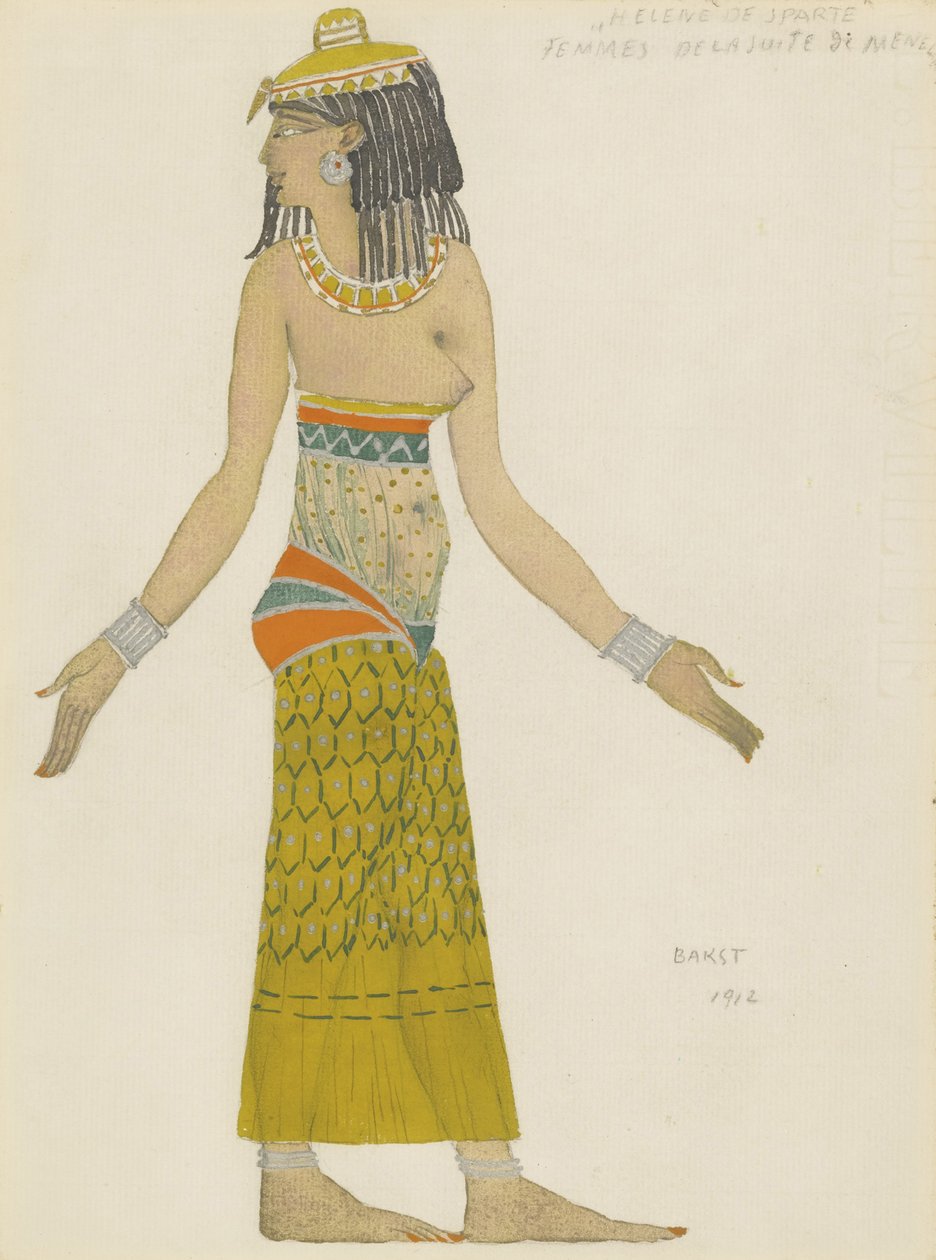 Kostuumontwerp voor het ballet Hélène de Sparte door E. Verhaeren en D. de Séverac door Leon Bakst