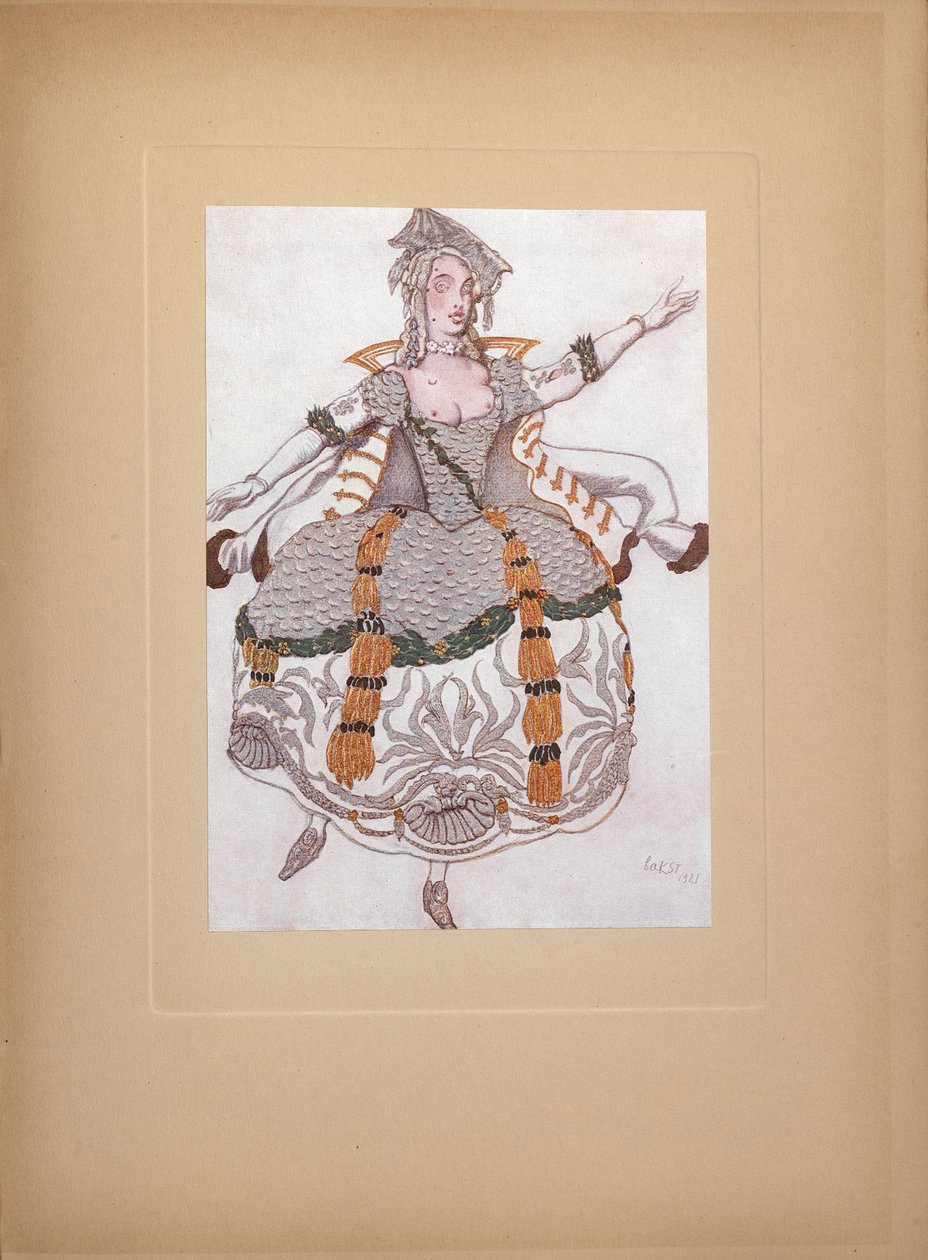 Kostuumontwerp voor het ballet Doornroosje door P. Tsjaikovski, 1921 door Leon Bakst