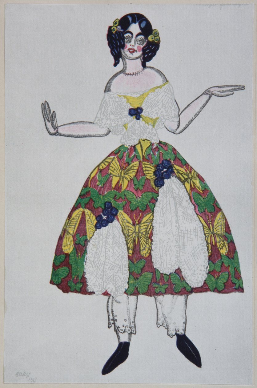 Kostuumontwerp voor het ballet De Magische Speelgoedwinkel door G. Rossini, 1919 door Leon Bakst