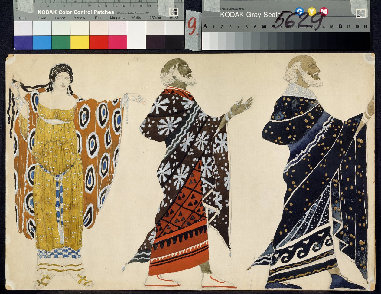 Kostuumontwerp voor het drama Oedipus in Kolonos van Sophocles door Leon Bakst