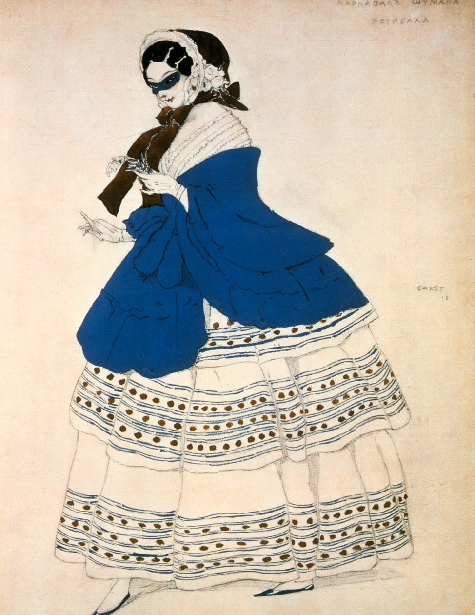 Estrella, ontwerp voor een kostuum voor het ballet Carnival gecomponeerd door Robert Schumann, 1919 door Leon Bakst