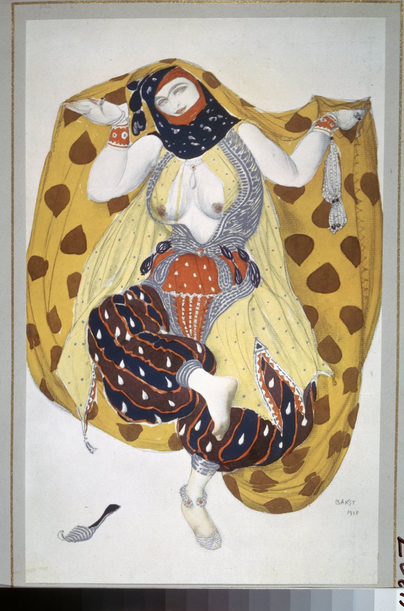 Odalisque, kostuumontwerp voor het ballet Sheherazade van N. Rimsky Korsakov door Leon Bakst