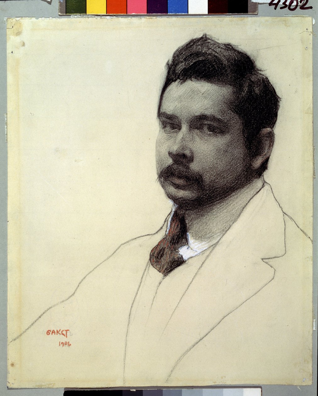 Portret van de kunstenaar Konstantin Somov (potlood en krijt op papier) door Leon Bakst