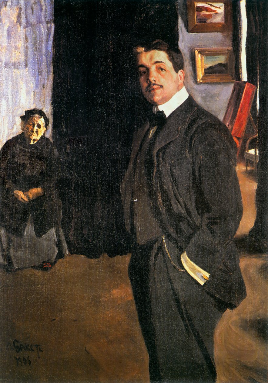 Serge de Diaghilev, oprichter van het dansgezelschap Ballets Russes (olieverf op doek) door Leon Bakst