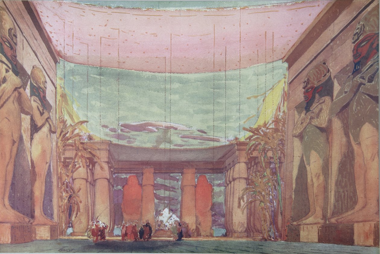 Toneelontwerp voor het ballet Cléopatre door Leon Bakst