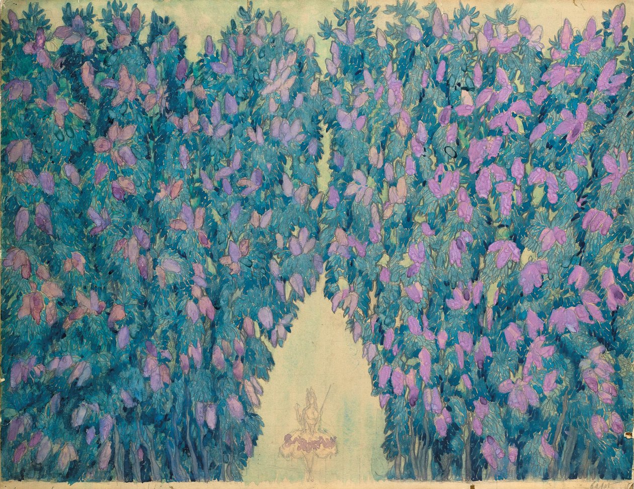 Toneelontwerp voor het ballet Doornroosje van P. Tsjaikovski, 1921 door Leon Bakst