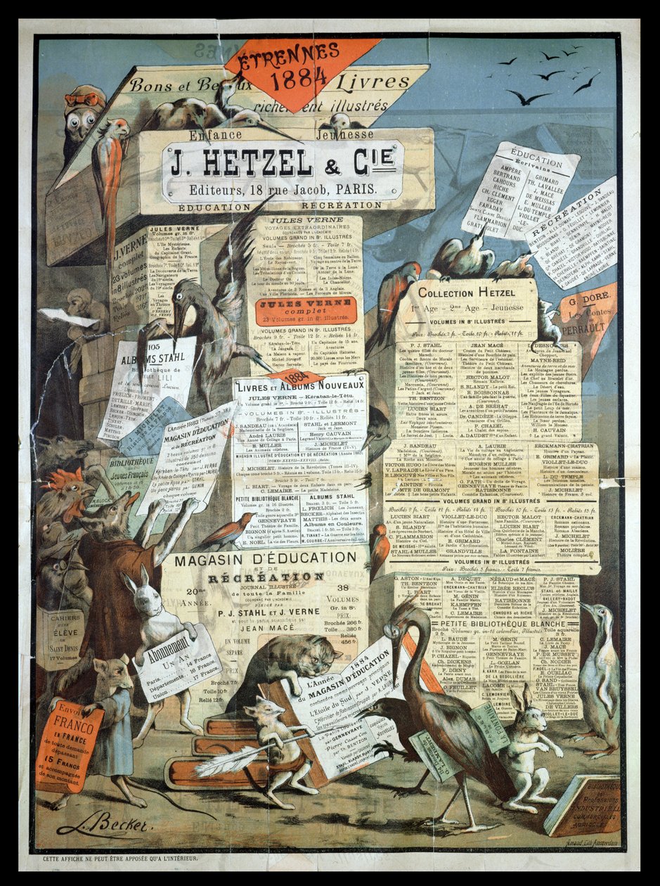 Advertentie voor de uitgeverij Hetzel uit Le Monde Illustré, december 1883 door Leon Becker