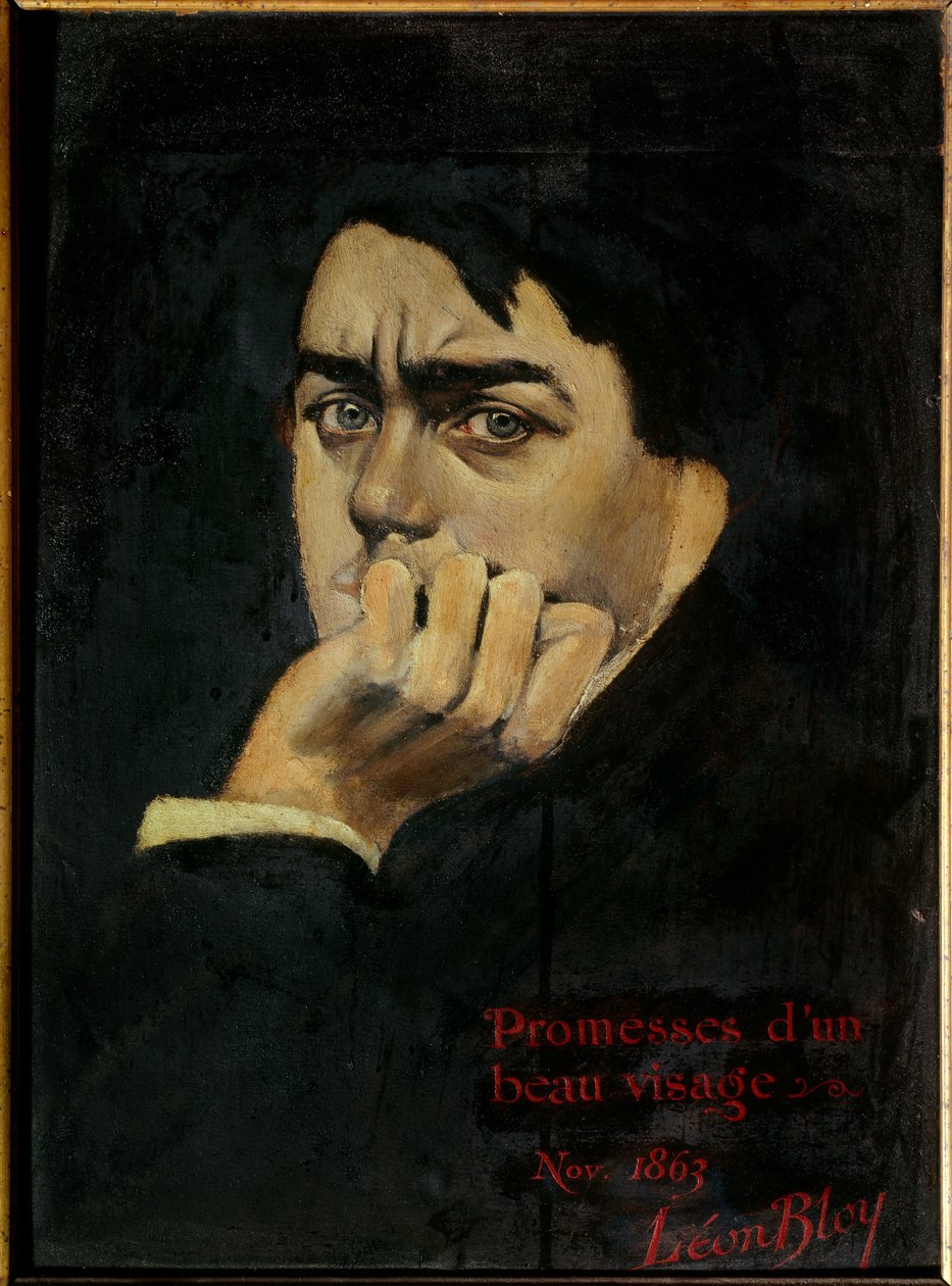 Zelfportret Beloften van een Mooi Gezicht Schilderij door Leon Bloy (1846-1917) 1863 Privécollectie. door Leon Bloy