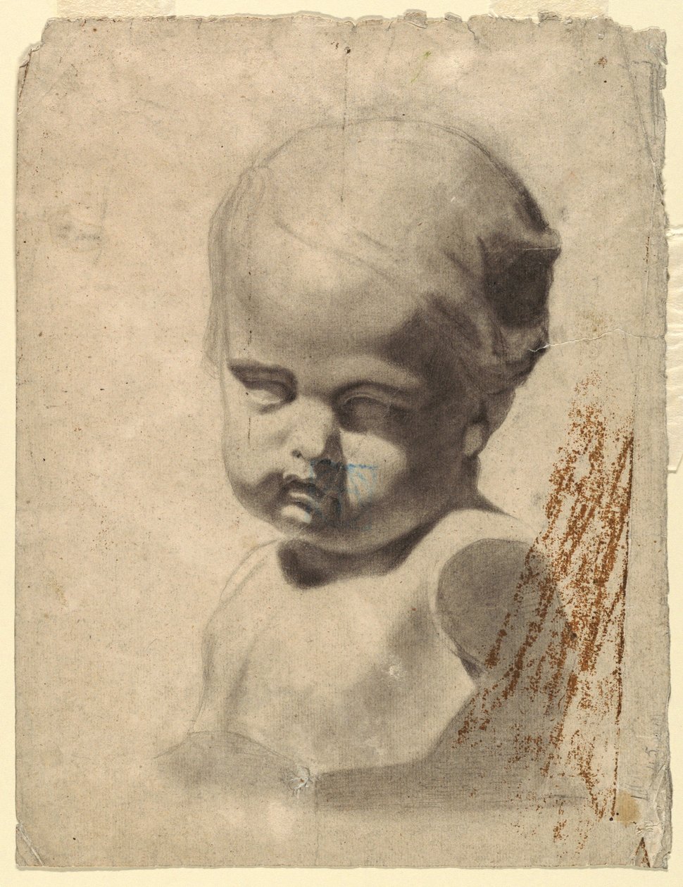 Tekening, Studie van een buste van een kind (van een gipsafgietsel), 1881-92 door Leon Dabo
