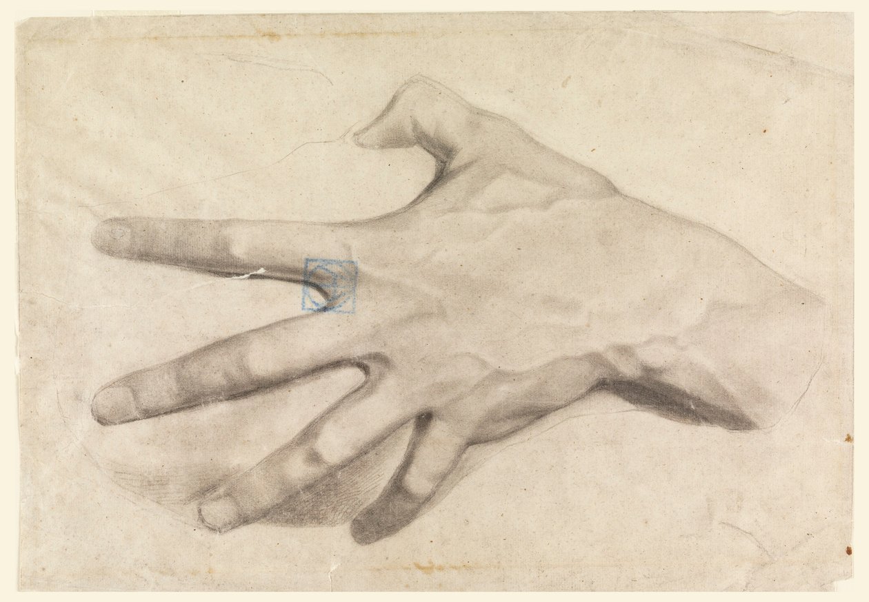 Tekening, Studie van een hand, 1881-92 door Leon Dabo