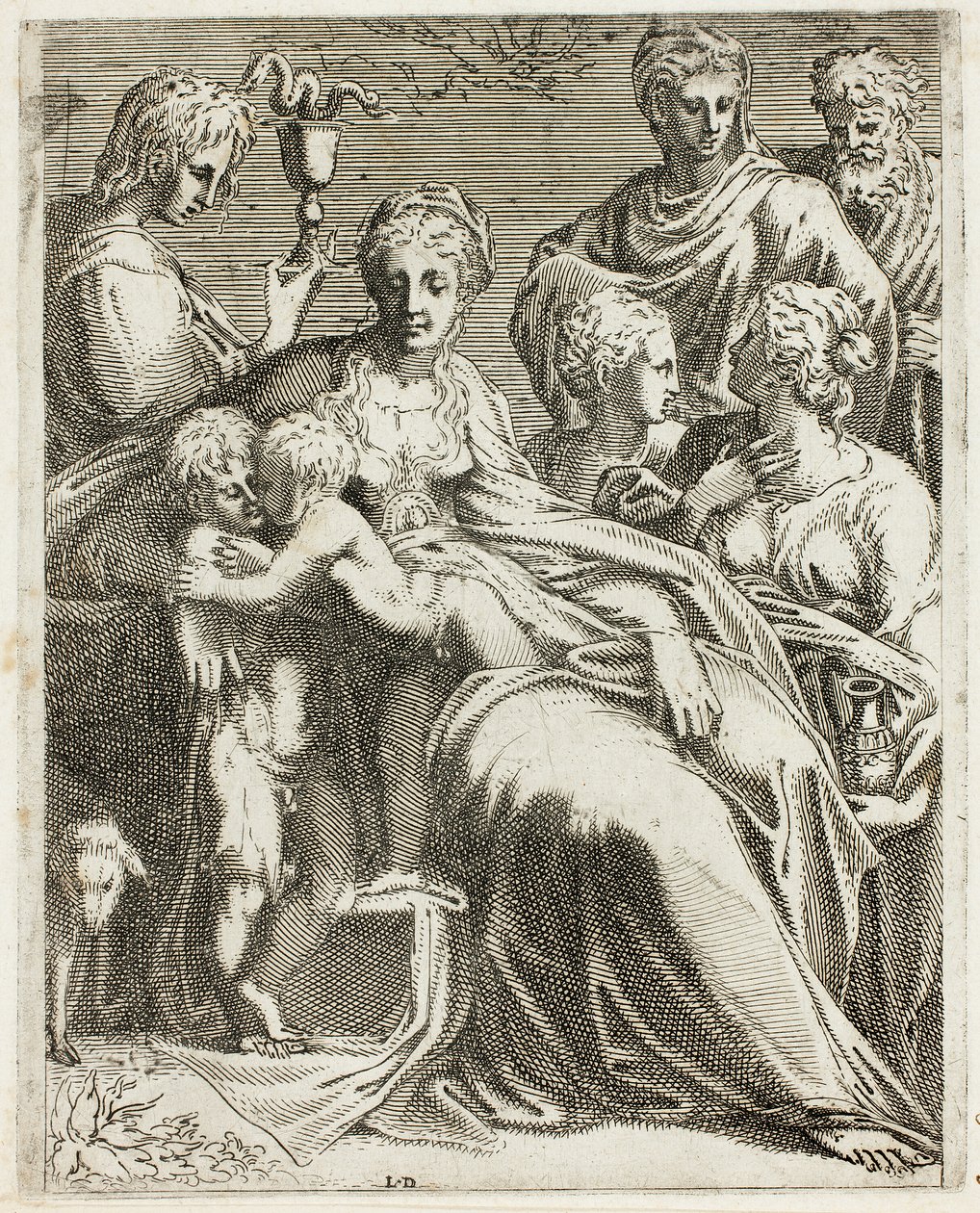 De Heilige Familie met Heiligen door Leon Davent