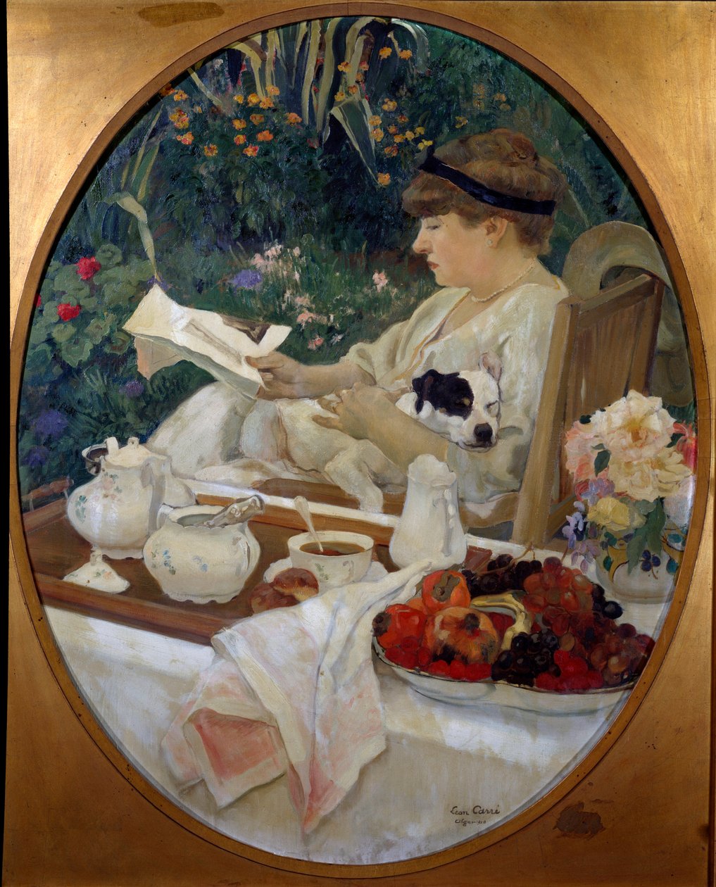 De thee in de tuin (schilderij door Leon Carre) door Leon Georges Carre