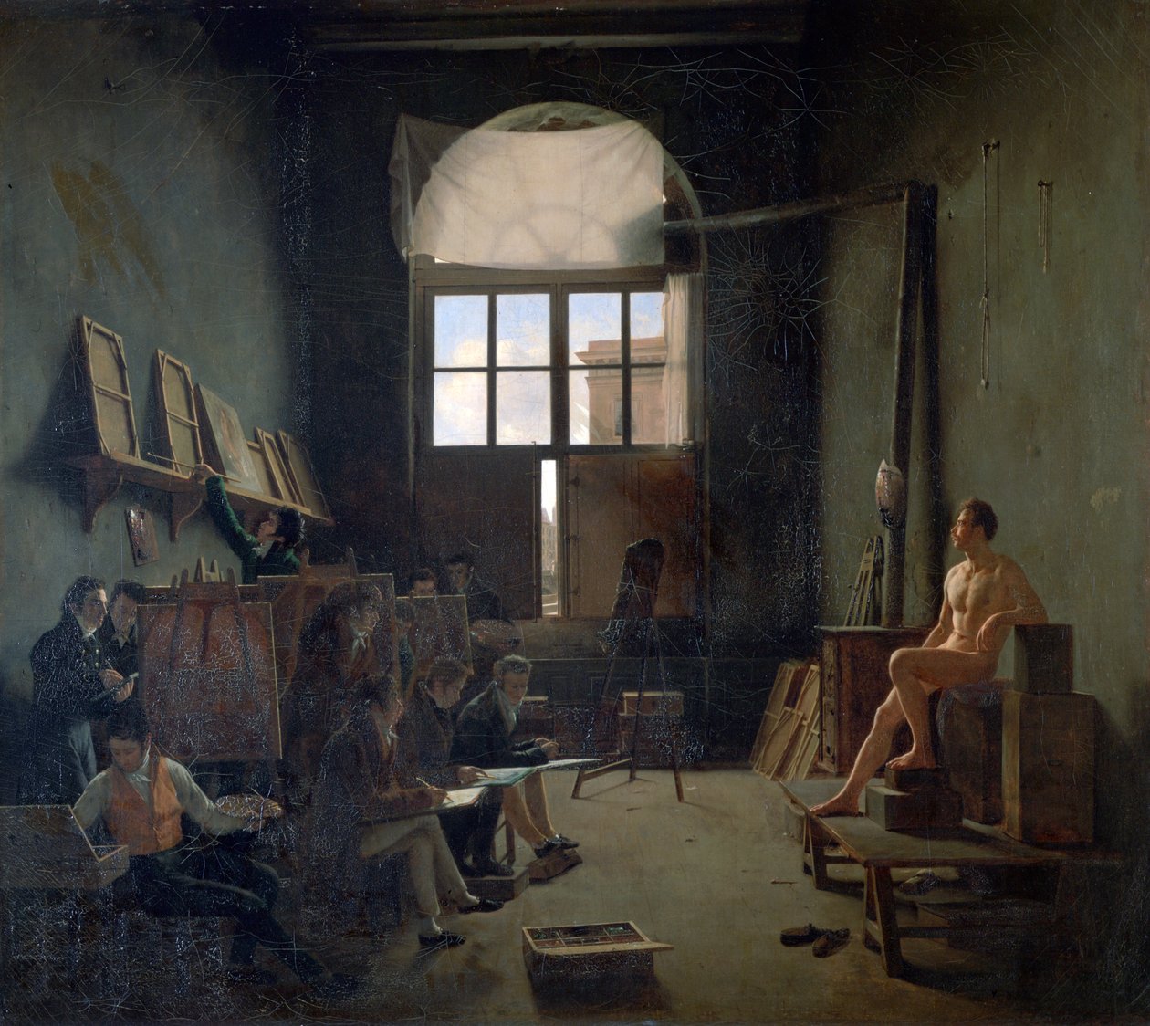 De Werkplaats van David, 1814 door Leon Mathieu Cochereau