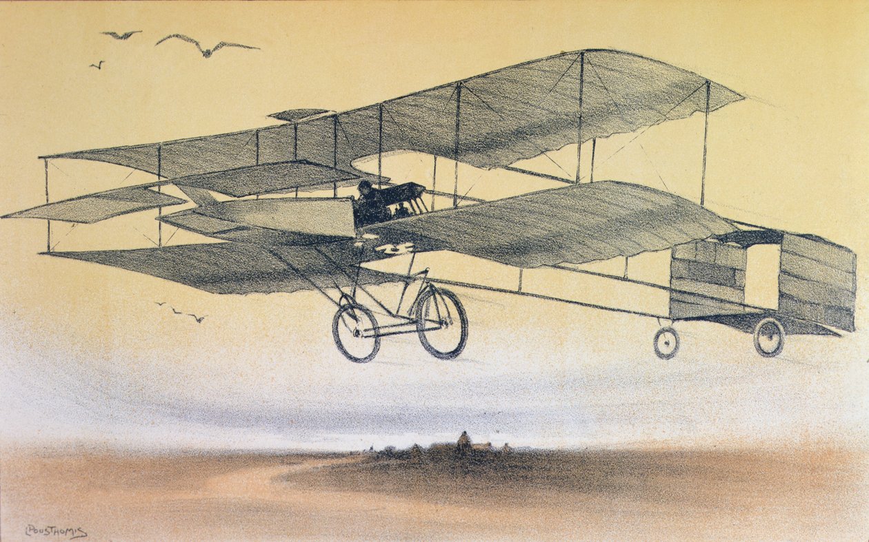 Een vlucht door de gebroeders Farman voor 1914 door Leon Pousthomis