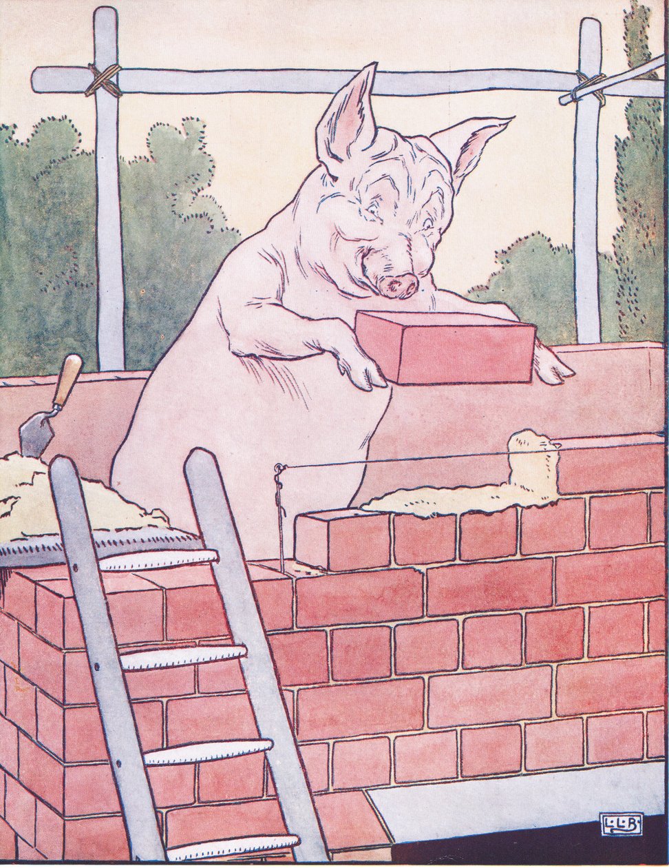 Het derde kleine varken bouwde zijn huis van bakstenen door Leonard Leslie Brooke