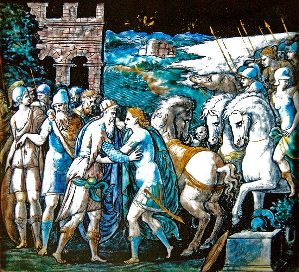 De Ontmoeting van Theseus en Artemis, koningin van de Amazonen, 1563 door Leonard Limosin